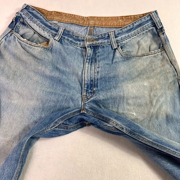 Duluth Trading Jeans Mens 38x30 Medium Wash Blue Gusset Distressed - Picture 5 of 12